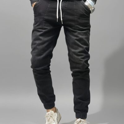 Men's Denim Joggers Pant (Deep Ash Black)
