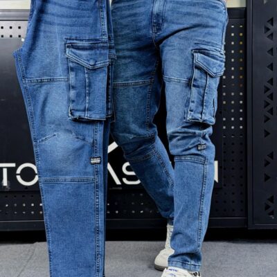 Men's Denim Cargo Pant (Blue Pocket)Top