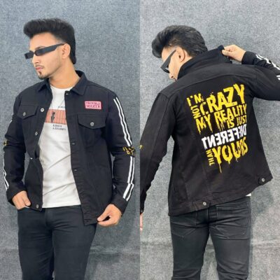Men's Denim Jacket (Black Print)