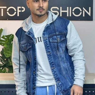 Men's Denim Hoodie (Deep Blue)
