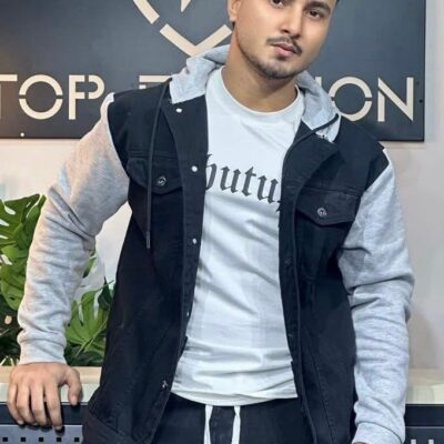 Men's Denim Hoodie ( Black)