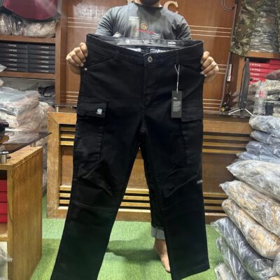 Men's Denim Cargo Baggy Pant (Black)