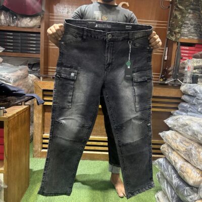 Men's Denim Cargo Baggy Pant (Deep Ash)